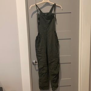 Olive Green Linen Overalls